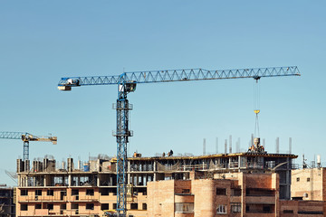 Construction of high-rise residential building in the city.