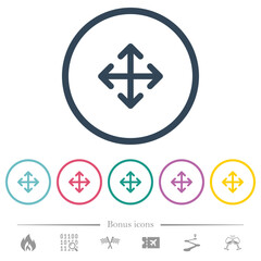 Move arrows flat color icons in round outlines