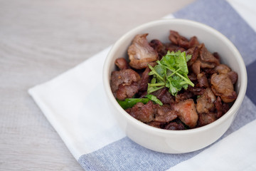 Fried pork with garlic fried