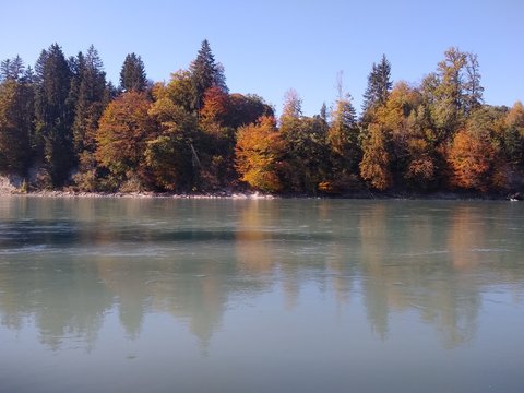 Stimmungsvoller Herbstwald am Flussufer © Claudia