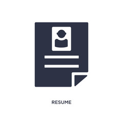 resume icon on white background. Simple element illustration from human resources concept.