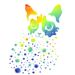 cat kitten rainbow graphics t-shirt fashion watercolor abstract illustration vector