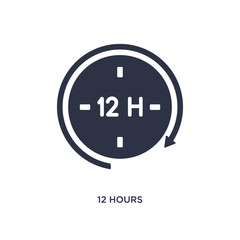 12 hours icon on white background. Simple element illustration from human resources concept.