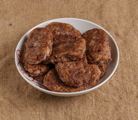 Vegetarian cutlets on a plate.