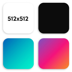 Modern frame buttons for mobile applications and games in the size of 512x512 pixels with rounded corners on white background. Vector illustration.