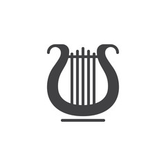 Harp vector icon. filled flat sign for mobile concept and web design. Lyre glyph icon. Musical instrument symbol, logo illustration. Pixel perfect vector graphics