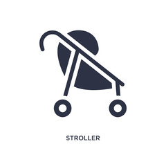 stroller icon on white background. Simple element illustration from kid and baby concept.