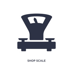 shop scale icon on white background. Simple element illustration from measurement concept.