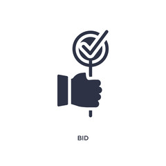 bid icon on white background. Simple element illustration from marketing concept.