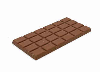 Milk chocolate bar isolated on white background