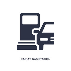 Obraz premium car at gas station icon on white background. Simple element illustration from mechanicons concept.