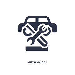 mechanical service of a car icon on white background. Simple element illustration from mechanicons concept.
