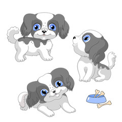 spotted puppies dogs cartoon children illustration vector