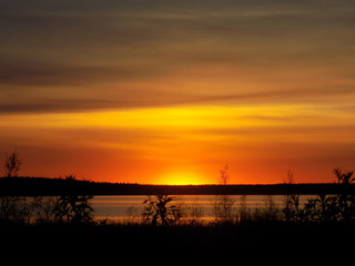 Obraz premium Sunset over lake