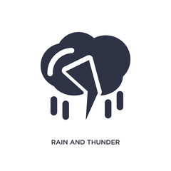 rain and thunder icon on white background. Simple element illustration from meteorology concept.