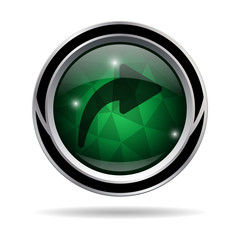 Next icon. Round metallic green icon.