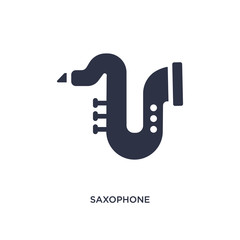 saxophone icon on white background. Simple element illustration from music concept.