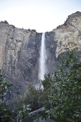 Yosemite National Park, CA., U.S.A. June 26, 2017. Bridalveil Falls. Cascading 620-feet, the Yosemite National Park is the first falls seen by visitors.  A footpath takes visitors to the Falls base