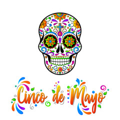 Mexican Sugar skulls, Cinco de Maya vector isolated illustration on white background. 