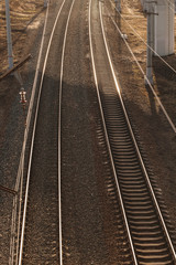 Naklejka na ściany i meble Top view of the train tracks