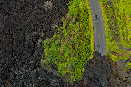Lavalandschaften auf Hawaii aus der Luft - Luftbilder von Big Island