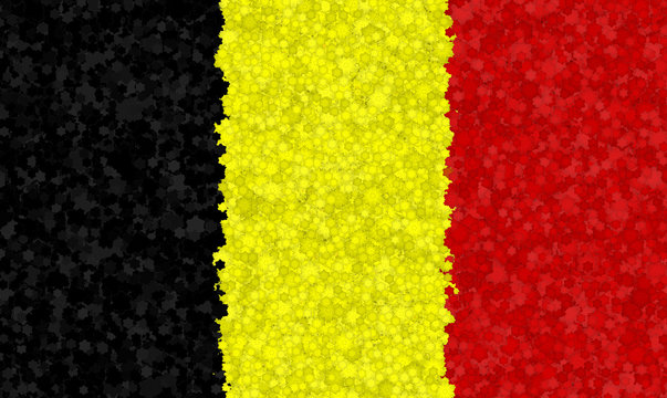 Graphic illustration of Belgian flag with a flower pattern