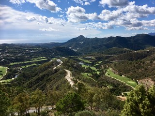 Fototapeta na wymiar Beautiful view on sunny day; valley between Spanish mountains