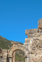 Ruins of the ancient city Ephesus, the ancient Greek city in Turkey, in a beautiful summer day