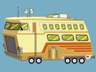 Camper van, adventure van, vacation - vector illustration