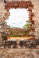 Details of historic abandoned lighthouse ruins at Aguadilla, Puerto Rico, 