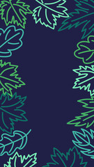 Fototapeta premium Screensaver for phone. Background with space for text. Green leaves on a blue background. Vector.