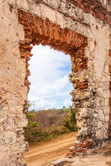 Details of historic abandoned lighthouse ruins at Aguadilla, Puerto Rico, 