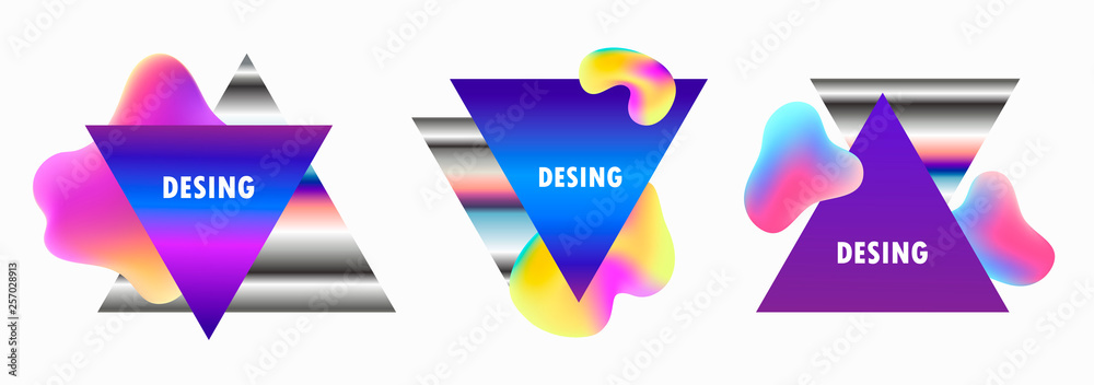 Wall mural set of abstract gradient forms. foil texture. template. vector design.