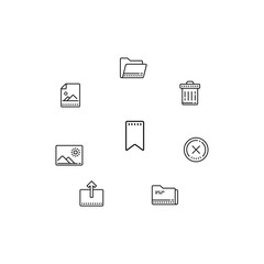 set of document and folder outline icon.