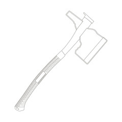 Axe isolated on a white background. Line art.