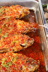 Deep fried fish with chili sauce delicious