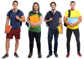Gruppe von Studenten Studium Ausbildung jung lachen Jugendliche Freisteller freigestellt