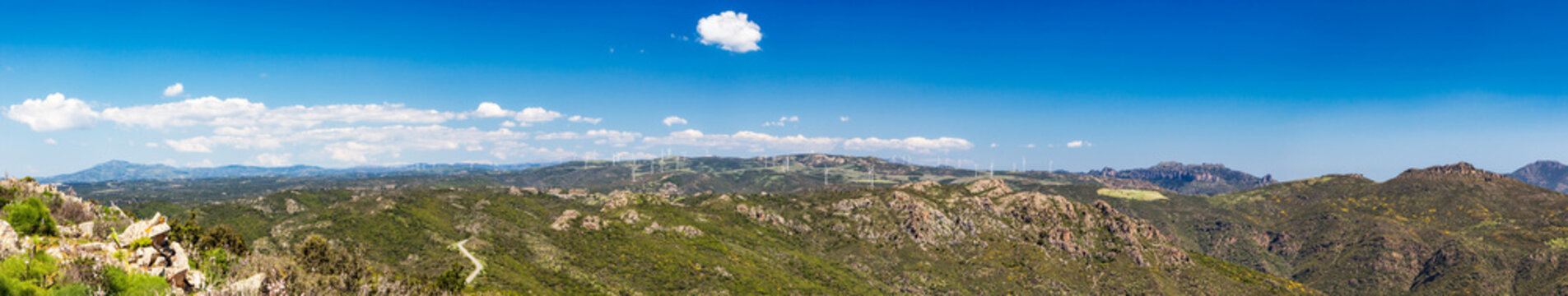 Wind Energy in Sardinian Mountains (panoramic)