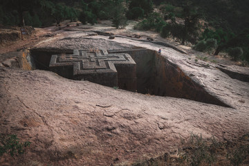 The Church of St. George (Bete Giyorgis), a monolithic church in Lalibela in Ethiopia