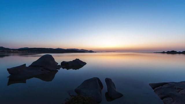 Dawn at the Notteri Pond, Sardinia (4k UHD time lapse total shot)