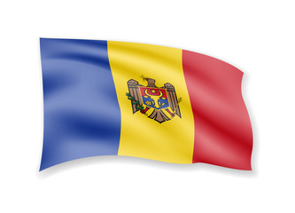 Waving Moldova flag on white. Flag in the wind vector illustration.