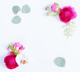 Flowers flat lay composition
