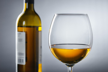 White wine and grapes. Tasting of wine concept. Alcohol drink.