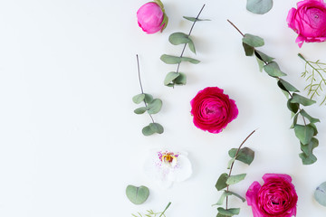 Flowers flat lay composition
