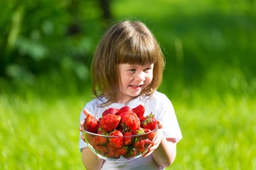  girl face, strawberry, fun, close up