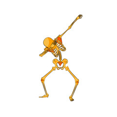 orange yellow skeleton character dancing dab step