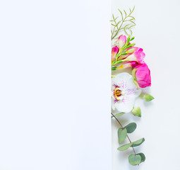 Flowers flat lay composition