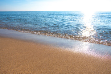Sea view from the beach with clear sky Summer paradise beach of tropical Thailand, concept of outdoor travel