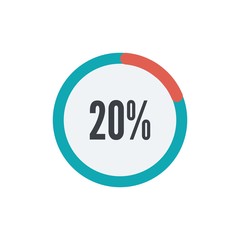 of circle percentage diagrams from 20% ready-to-use for web design, user interface UI or infographic