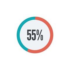 of circle percentage diagrams from 55% ready-to-use for web design, user interface UI or infographic